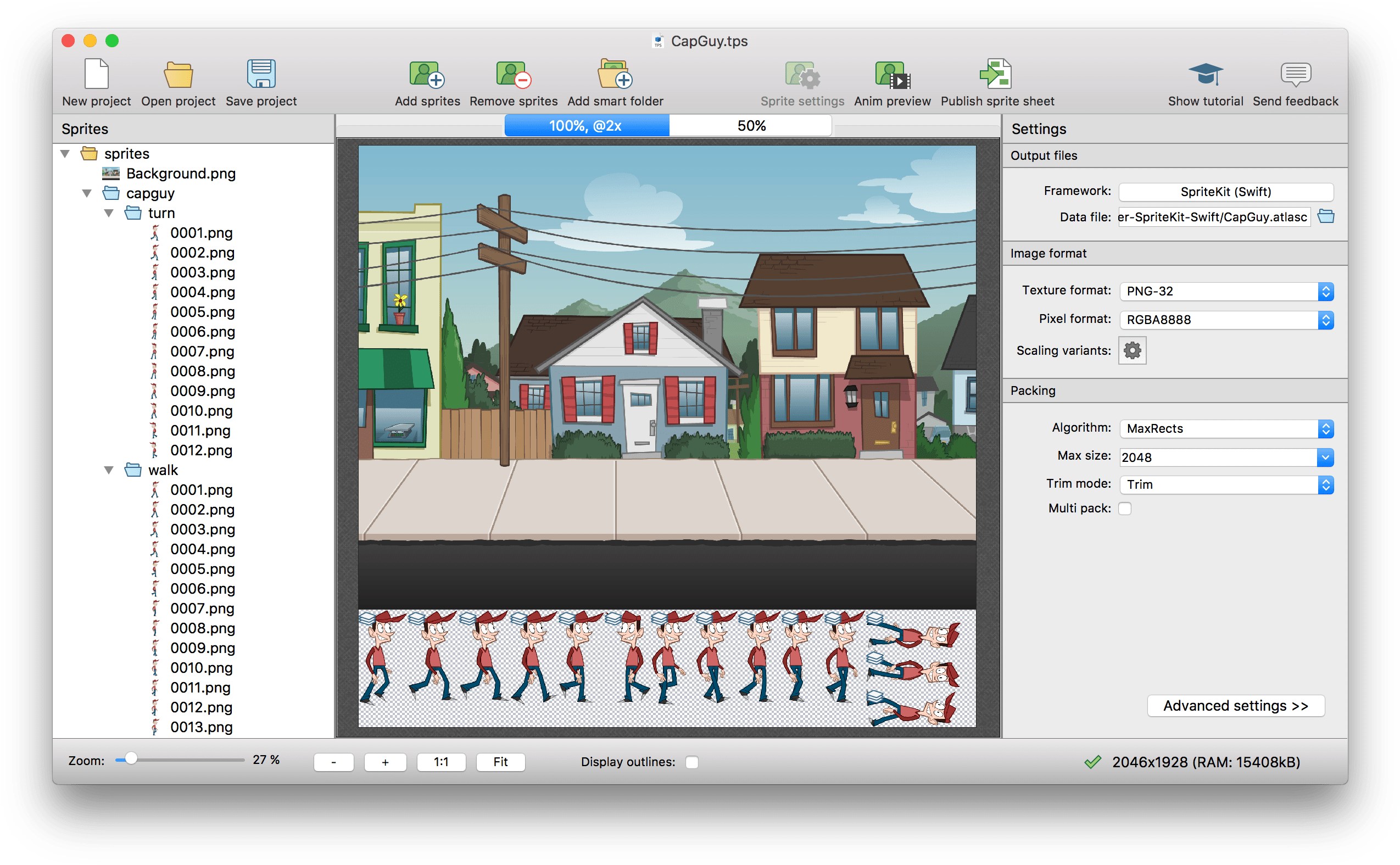 Using Texturepacker To Create Sprite Sheets For Spritekit - Spritekit Swift (2582x1600), Png Download
