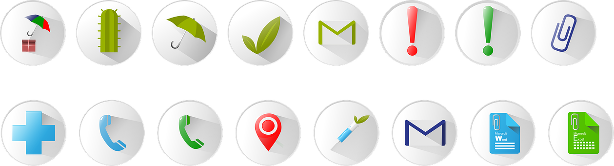 Icons Umbrella Load Mail Icon Clip - Circle (1259x340), Png Download