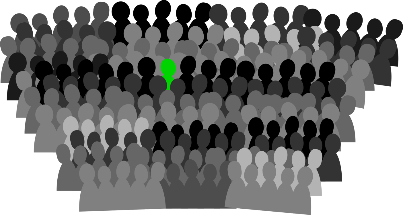 Public Computer Icons Download Drawing - Black And White Crowd (1405x750), Png Download