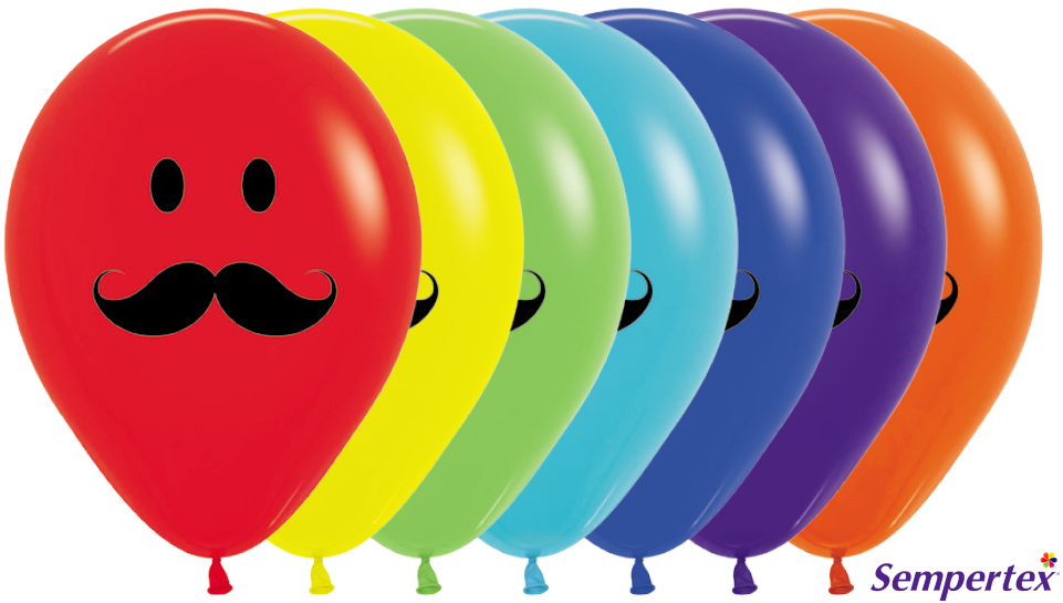 Globo R-12 Impreso Carita Feliz Con Bigote - Sempertex (961x545), Png Download