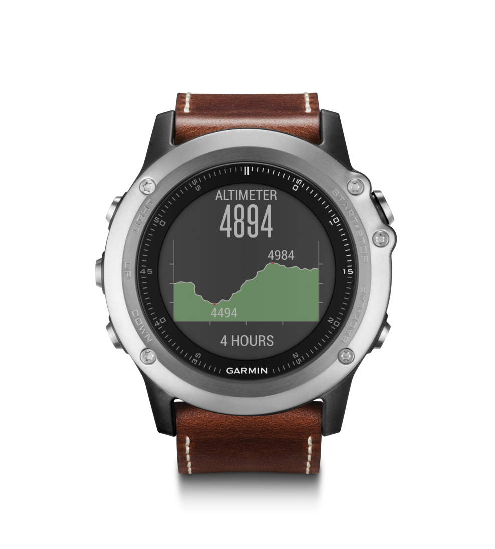 Fenix 3 Sapphire Silver With Leather Band - Fenix 3 Sapphire Leather (987x1200), Png Download
