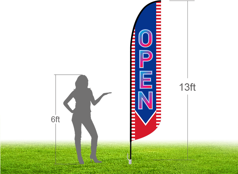 13ft Open Stock Blade Flag With Ground Stake - Grass (800x600), Png Download