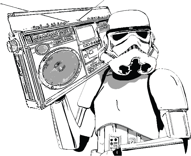 Ghetto Star Wars - Stormtrooper Black And White (800x565), Png Download