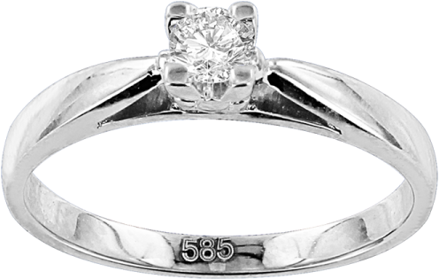 Lady´s Ring In White Gold Of 585 Assay Value With Diamonds - Engagement Ring (750x750), Png Download