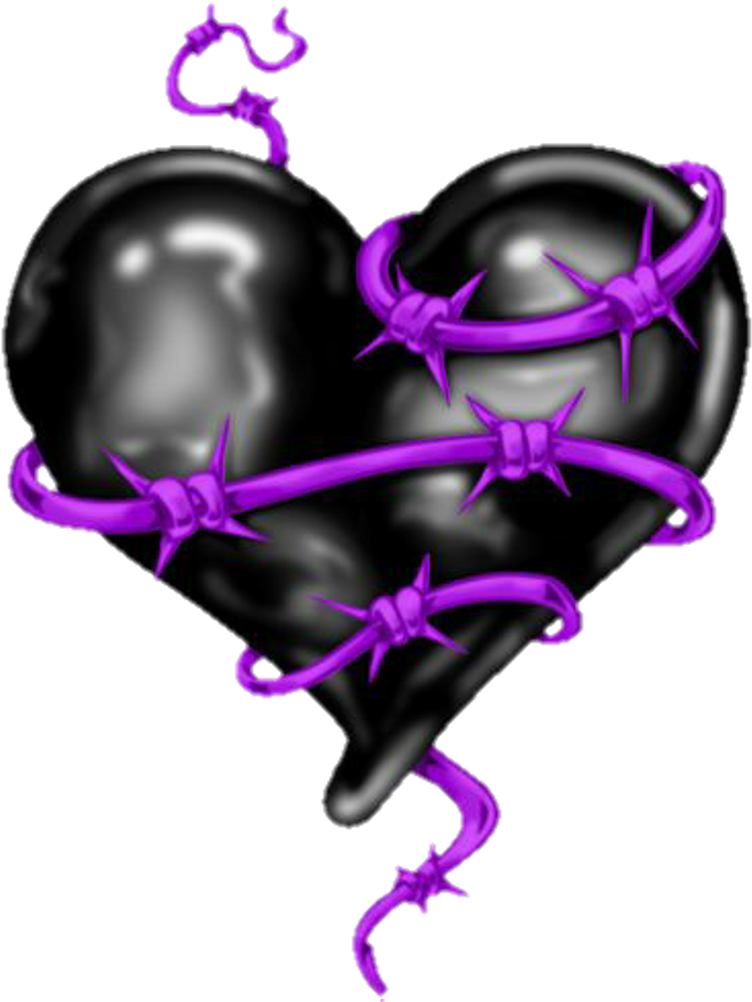 Heart Blackheart Creeps Black Purple Pain Love Hallowee - Gothic Hearts Png (1024x1024), Png Download