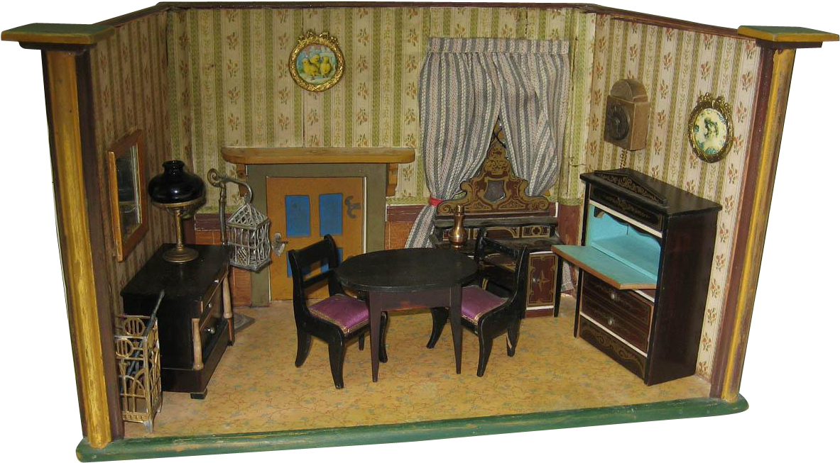 Antique Beidermeier Boule Small Doll House Miniature - Club Chair (1183x653), Png Download