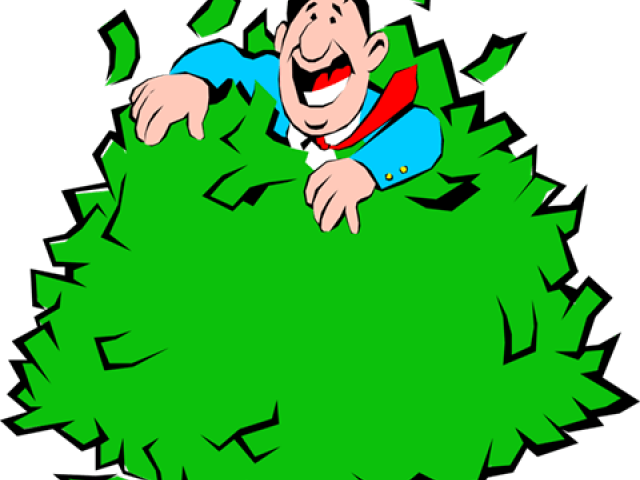 Cartoon Money Clipart - Man Rolling In Money (640x480), Png Download
