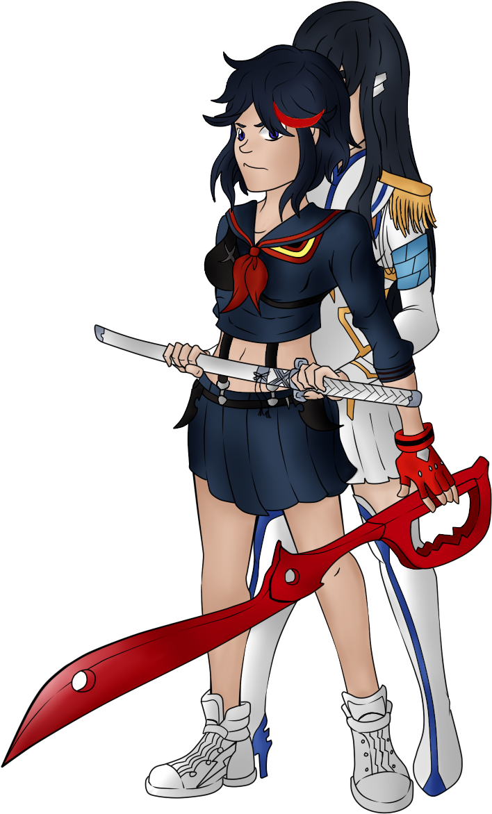 Ryuko Matoi And Satsuki Kiryuin - Cartoon (757x1205), Png Download