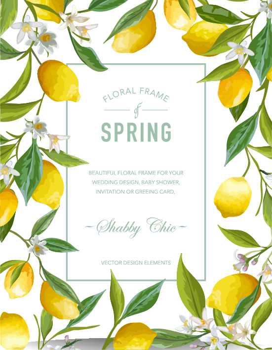Watercolor Lemon Border (551x708), Png Download