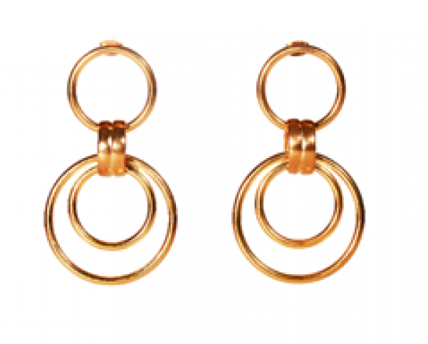 Post Double Circle Earrings - Earrings (600x600), Png Download