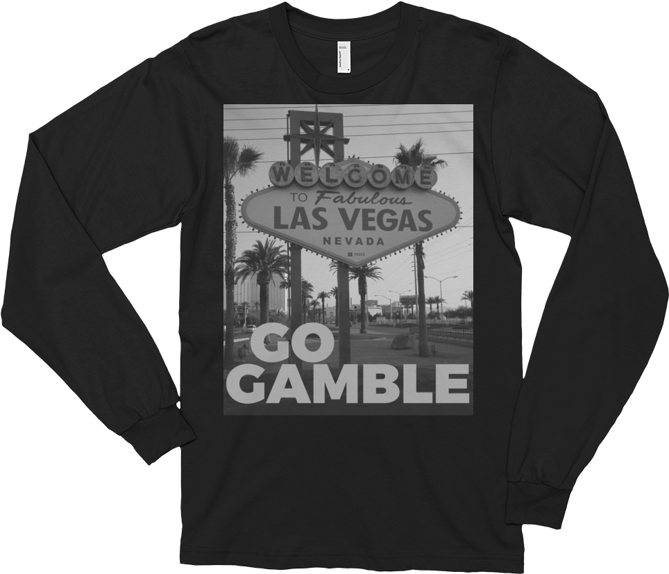 Black Go Gamble Las Vegas Sign B&w Photo Long Sleeve - Born In January T Shirt (1000x1000), Png Download