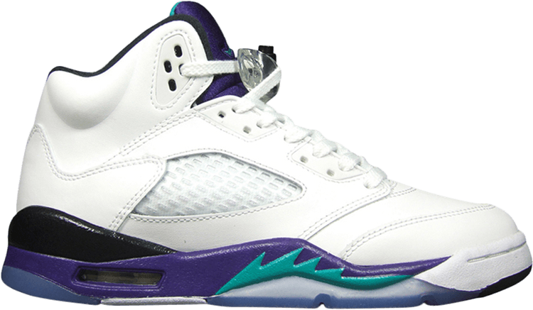 Image Of Air Jordan Retro 5 Grapes Gradeschool White - Basketball Shoe (750x437), Png Download