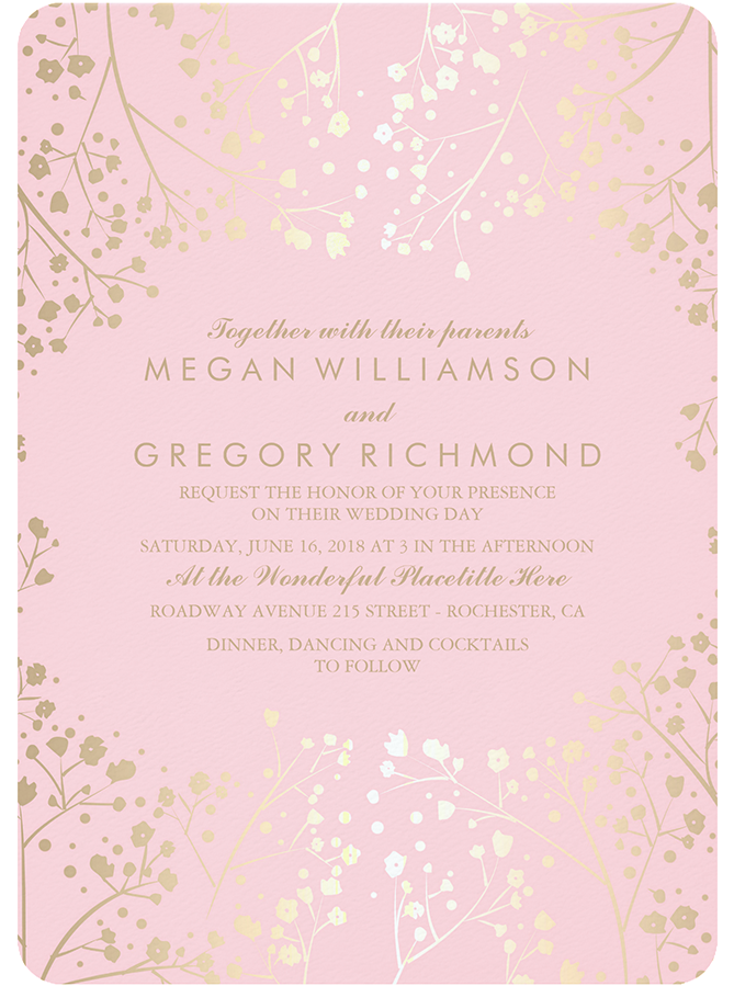 Zazzle Babys Breath Elegant Pink Invites (1000x1000), Png Download