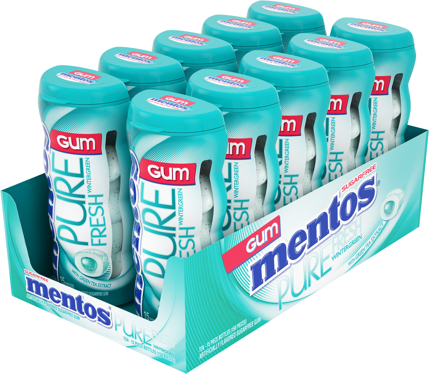Mentos, Pure Fresh, Sugar Free Wintergreen Chewing (1800x1577), Png Download