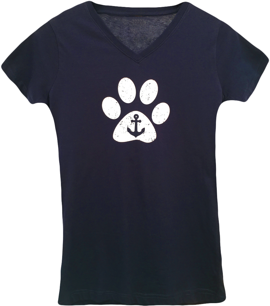 Anchor Paw V Neck Tee T Shirts (1000x1156), Png Download