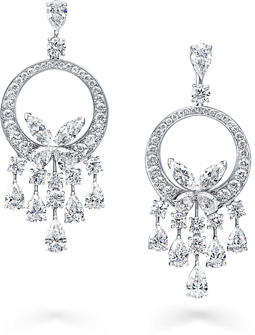 Butterfly Diamond Earrings - Pendant (2000x2000), Png Download