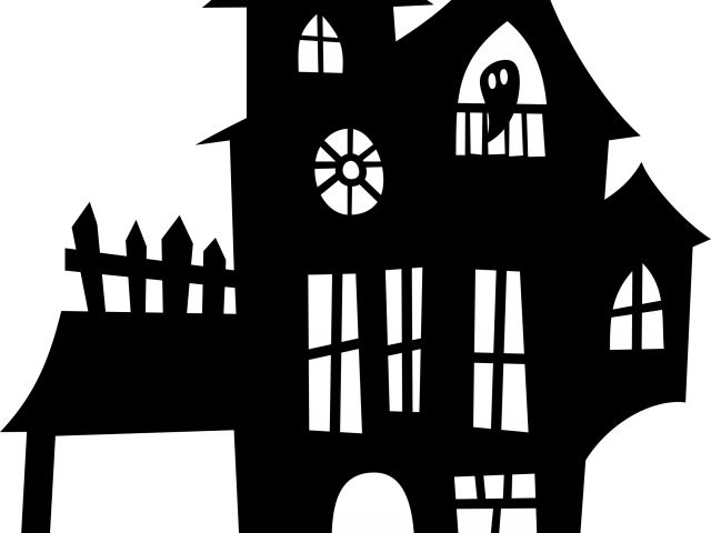 Haunted Clipart Haunted Barn - Haunted House Black And White Clipart (640x480), Png Download