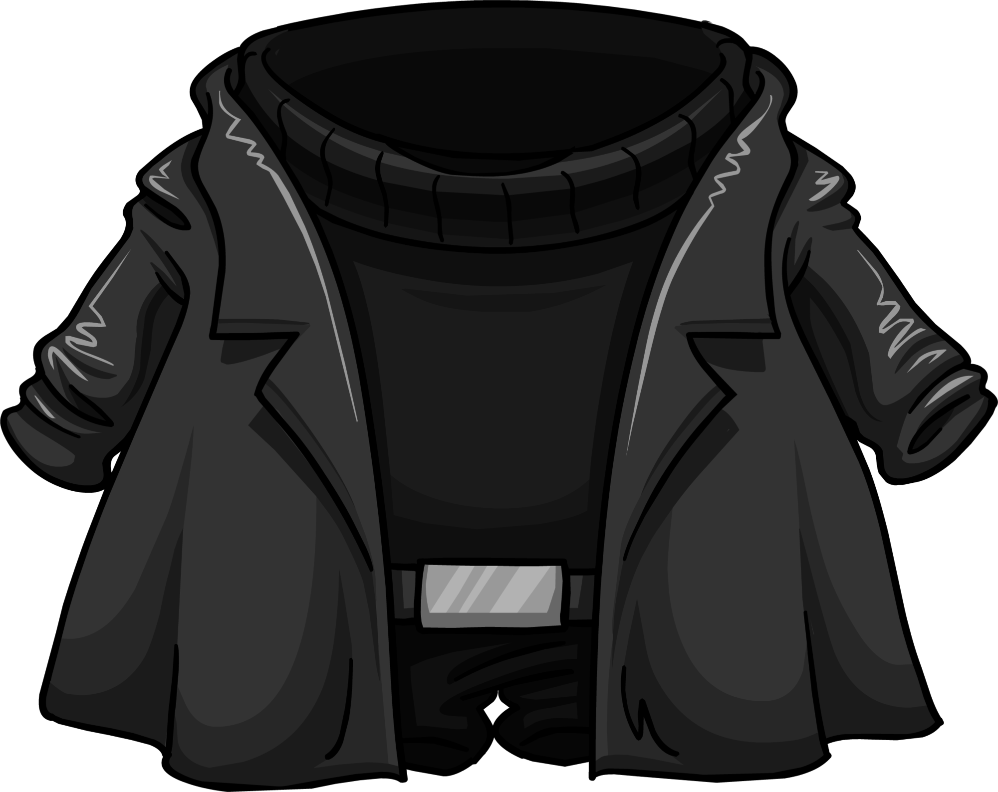 Club Penguin Black Coat (2000x1588), Png Download