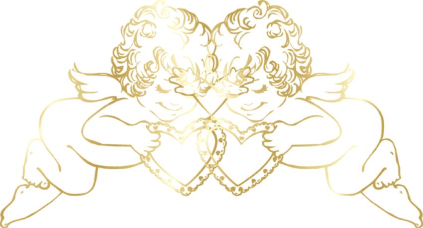 Free Png Download Transparent Gold Angels With Hearts - Transparent Background Angel Clipart (850x458), Png Download