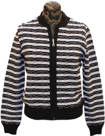 Black & White Striped Cardigan - Sweatshirt (580x580), Png Download