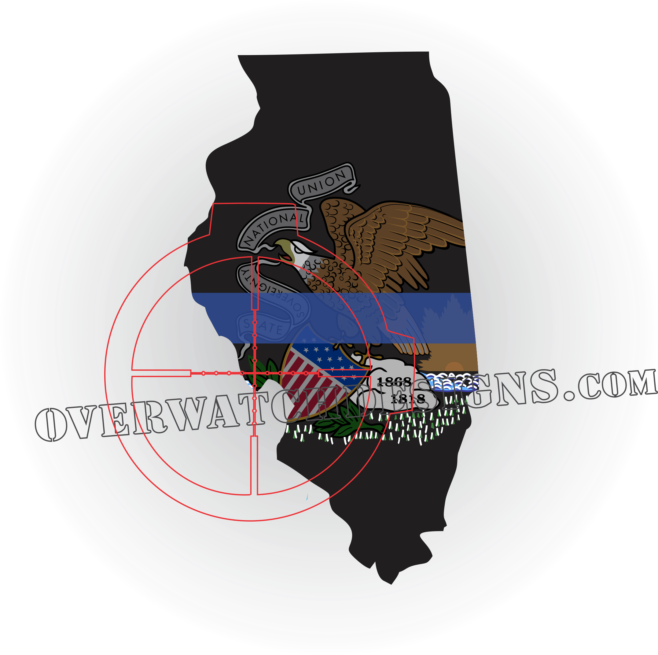 Illinois Thin Line Sticker - Batman (2401x2393), Png Download