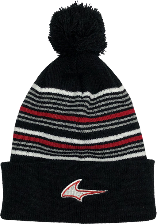 Beanie - "new U - P - " Black/white/grey/red Striped - Knit Cap (800x800), Png Download