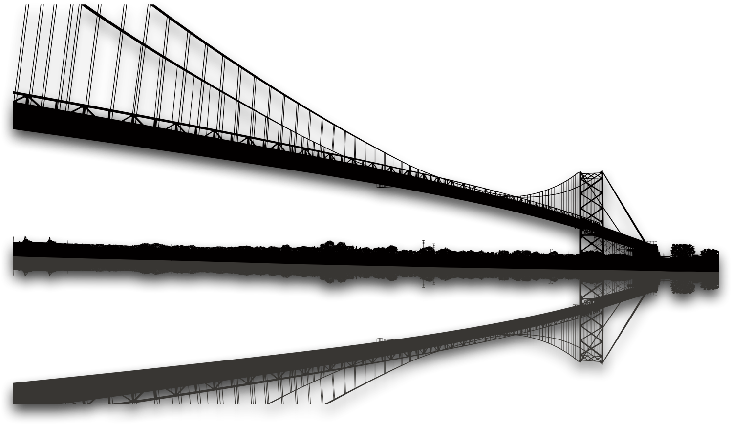 Resources The New Americans Campaign - Ambassador Bridge Black And White (1515x884), Png Download