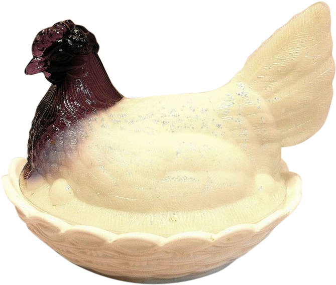 L G Wright Hen On Nest With Amethyst Head - Chicken (668x668), Png Download