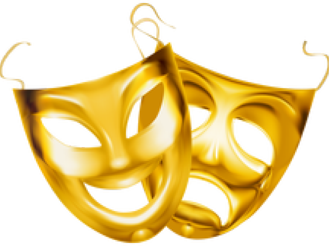 Theatre Clipart Tech Theatre - Drama Masks Gold (640x480), Png Download