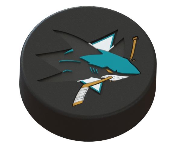 3d Printed San Jose Sharks Logo On Ice Hockey Puck - San Jose Sharks (640x480), Png Download