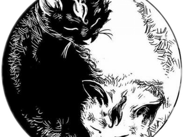 Drawn Black Cat Tumblr Transparent - Yin And Yang Cat (640x480), Png Download