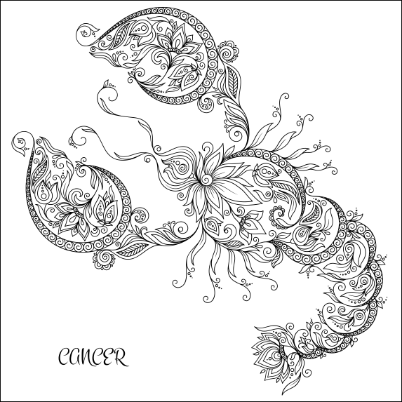 Cancer Astro Polarity - Zodiac Cancer Coloring Pages (573x573), Png Download