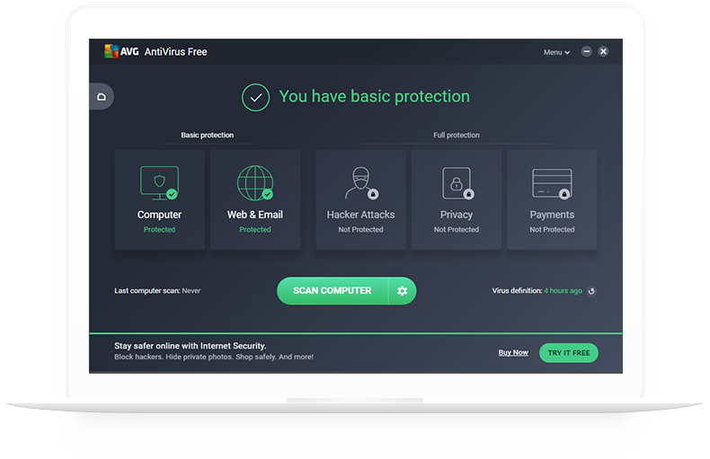 White Laptop With Avg Antivirus Free - Avg Antivirüs (790x511), Png Download