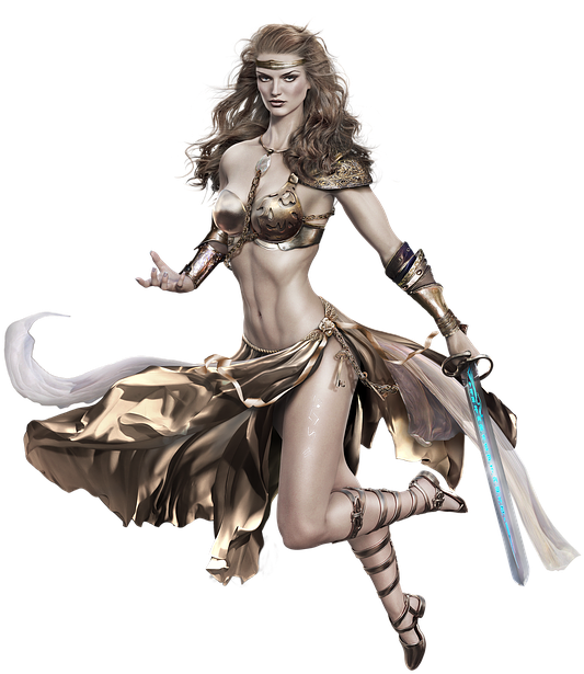 Warrior, Sword, Beautiful - Illustration (591x720), Png Download