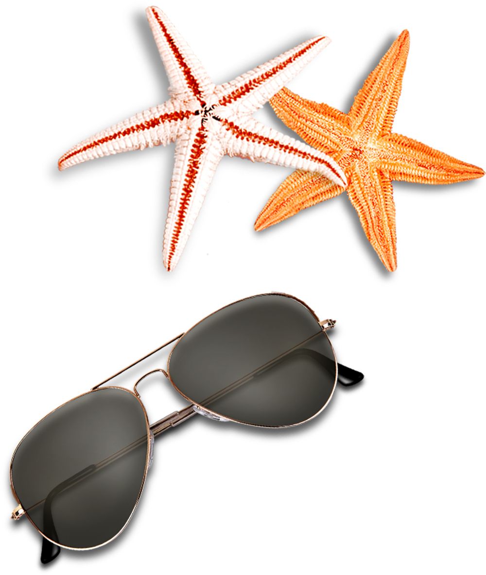 Beach Elements Sunglasses Starfish Free Clipart Hd - Beach Elements Psd Free (1000x1185), Png Download