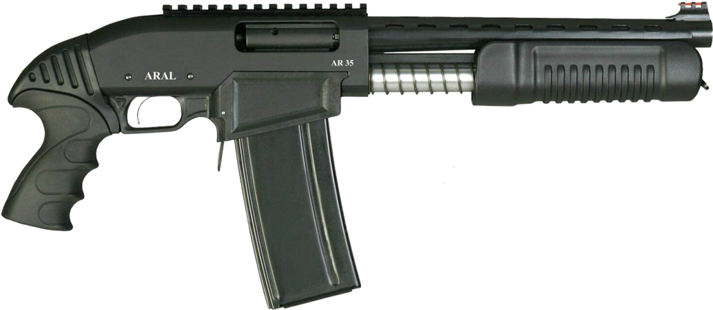 Aral Ar-35 Pump Action Vertical Magazine Shotgun - Pump Action Shotgun Turkish (2000x544), Png Download