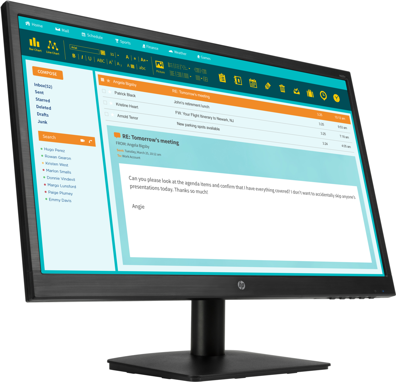 Create Workspace Comfort - Hp Led 21.5 N223v (1659x1246), Png Download