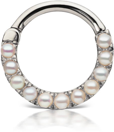Cultured Akoya Pearl Horizontal Eternity Clicker Tragus - Piercing Septo Png (850x850), Png Download
