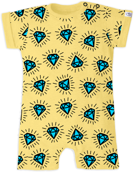 Macacão Curto - Diamantes - Pineapple (640x640), Png Download