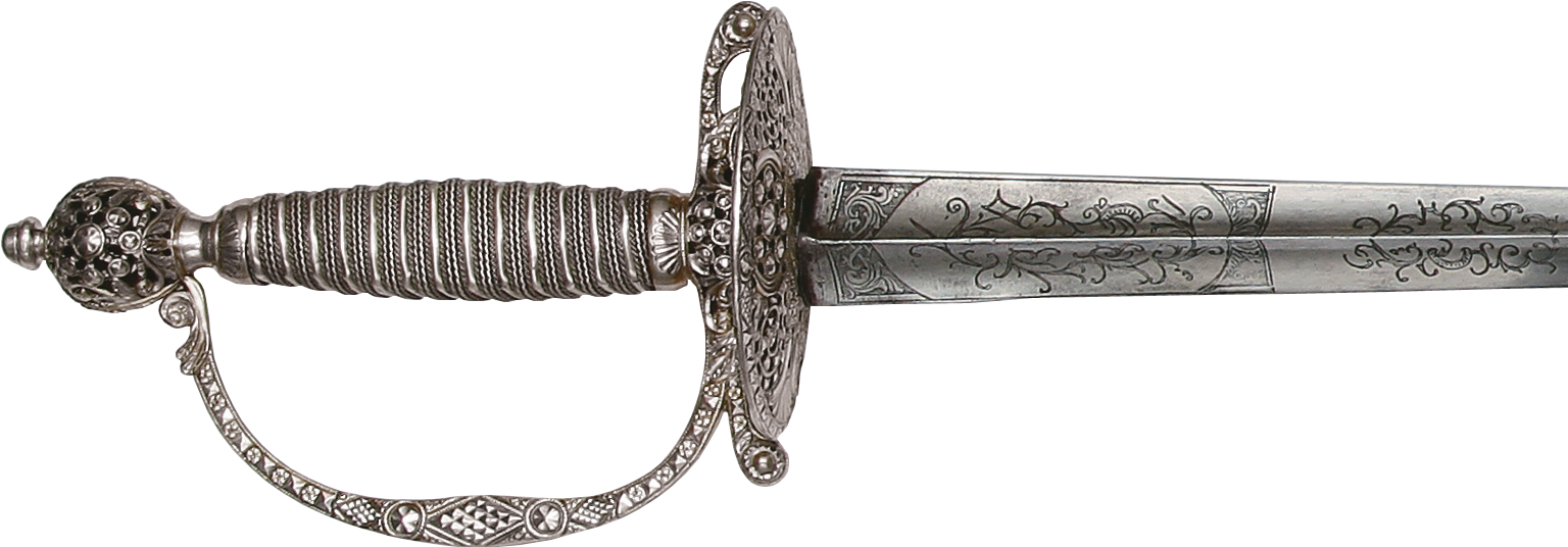 George Washington's 1767 Silver-hilted Smallsword - 1767 Silver Hilted Smallsword (1535x578), Png Download
