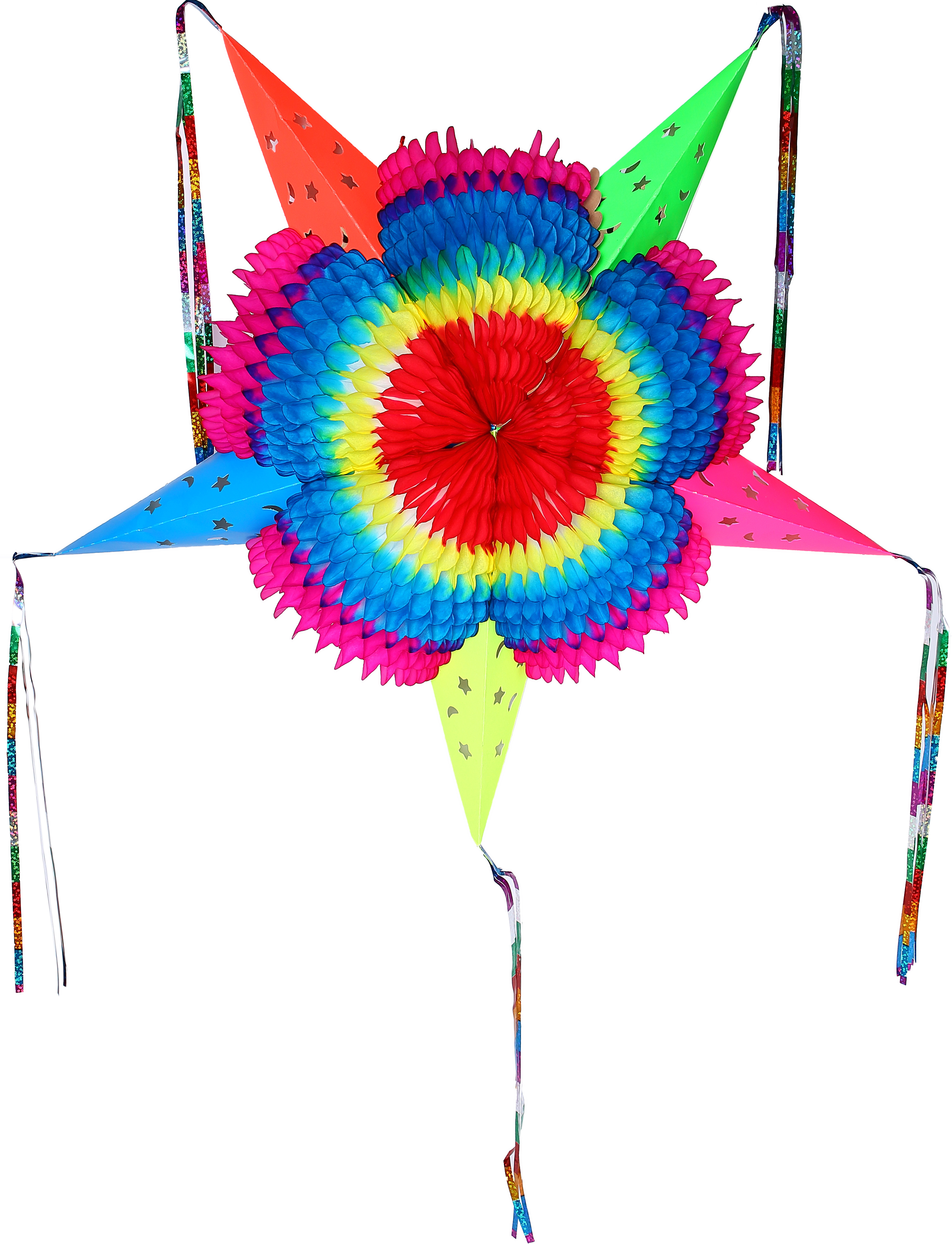 Colorful Star Mexican Piñata Foldable Cardboard Party - Circle (2980x3892), Png Download