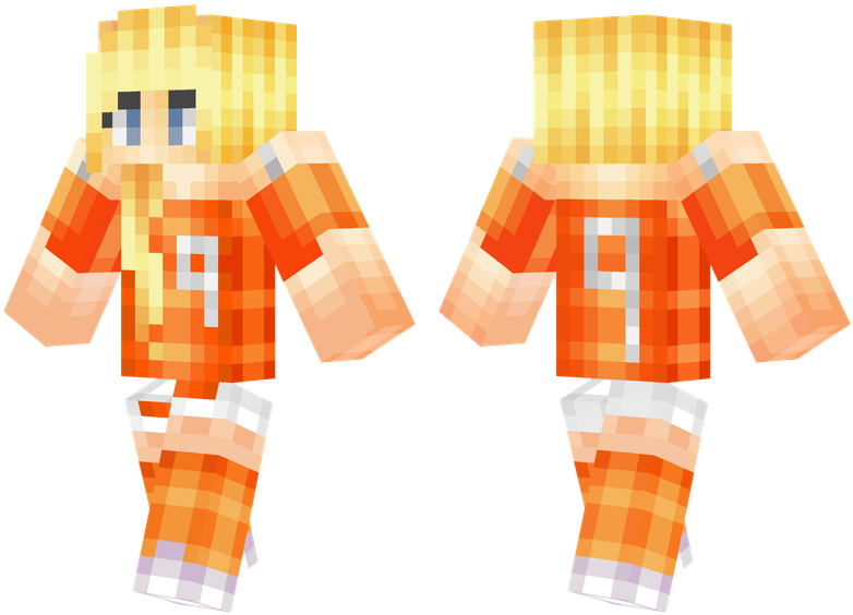 Designed By Chikorita - Orange Minecraft Girl Skin (804x576), Png Download