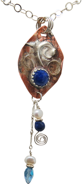 Load Image Into Gallery Viewer, Lapis, Copper And Sterling - Locket (540x660), Png Download