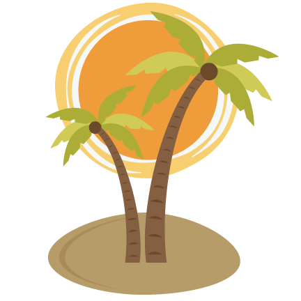 Palm Tree With Sun Svg File For Scrapooking Cardmaking - Palm Tree And Sun (432x432), Png Download