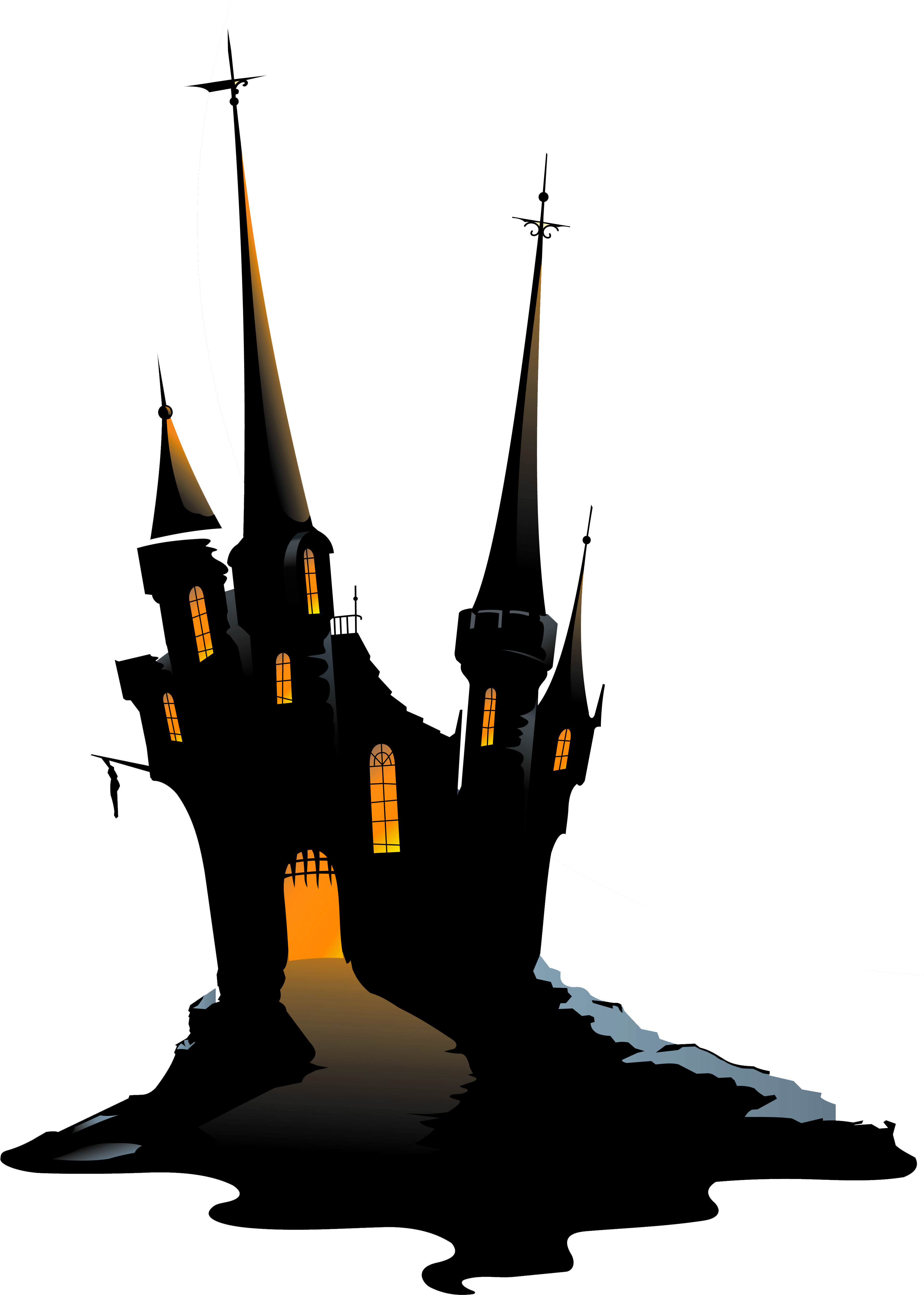 Scary Halloween Png Graphic Black And White Download - Haunted Castle Clipart (3473x4773), Png Download