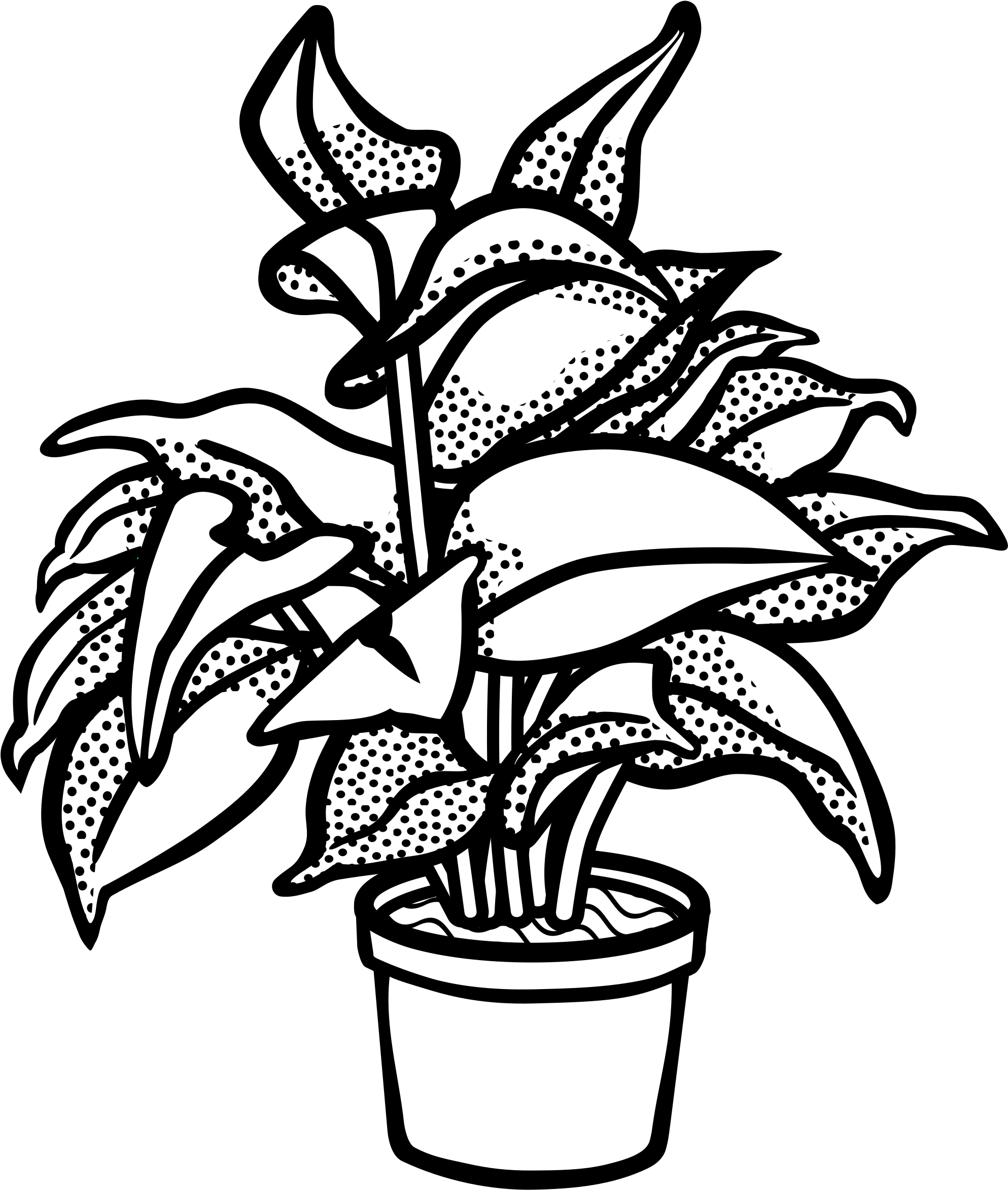 Watercolor Potted Plants Clipart, Potted Plants, Cactus, - Clip Art Black And White Plant (2400x2400), Png Download