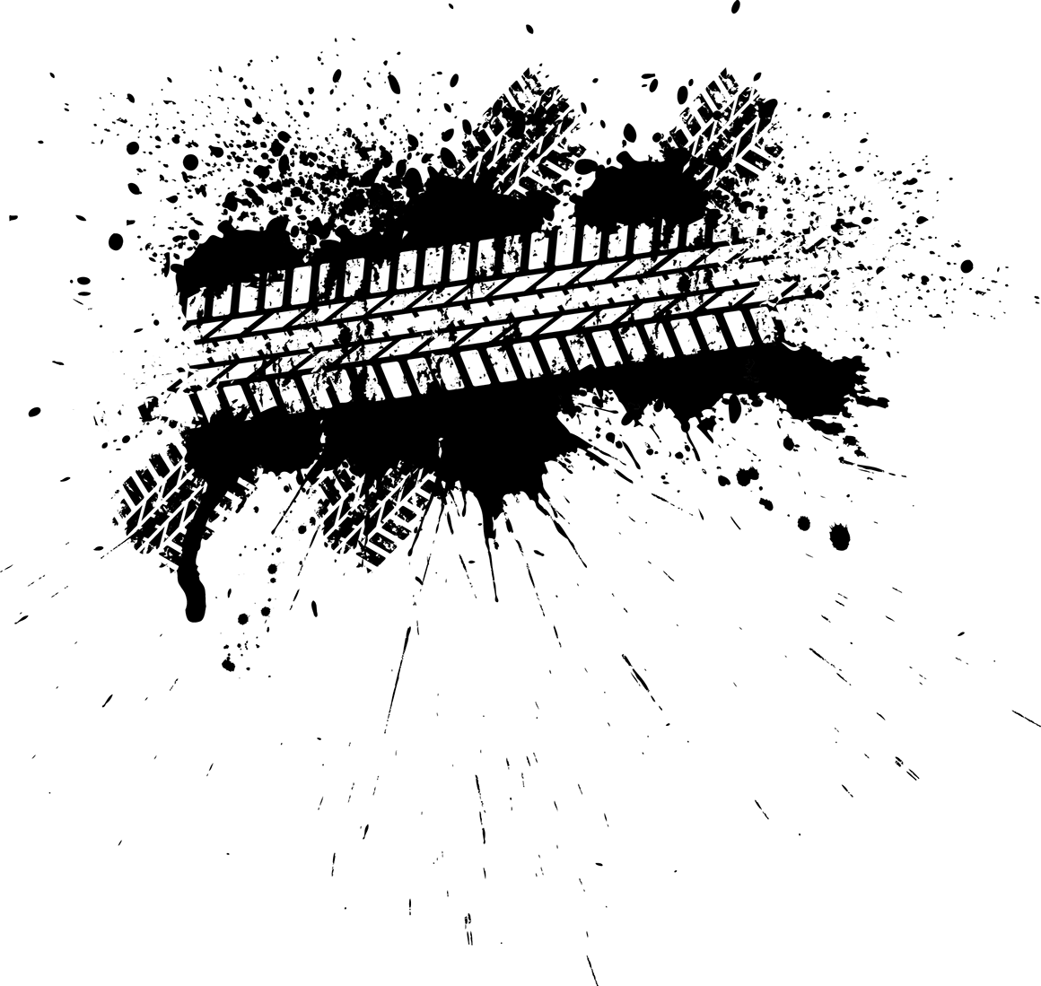 Vector Splatter Tire - Muddy Tire Tracks Clipart (1160x1099), Png Download