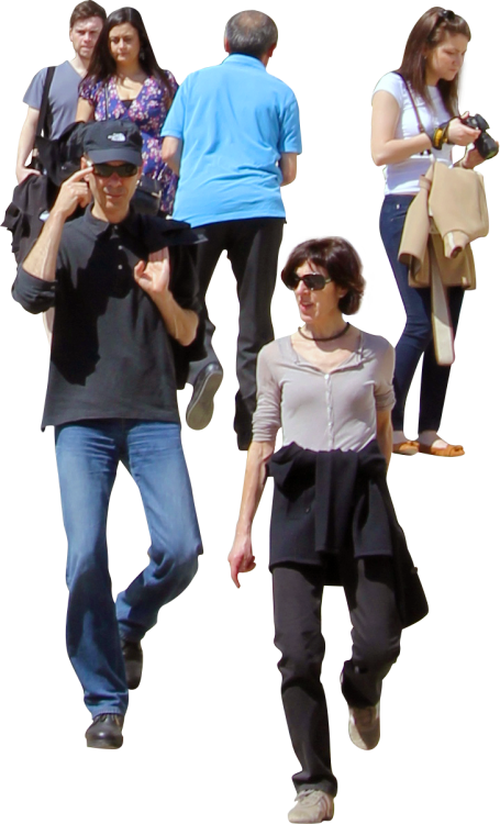 Tourists Walking Down The Stairs Or A Very Steep Hill - People Walking Down Stairs Png (455x750), Png Download