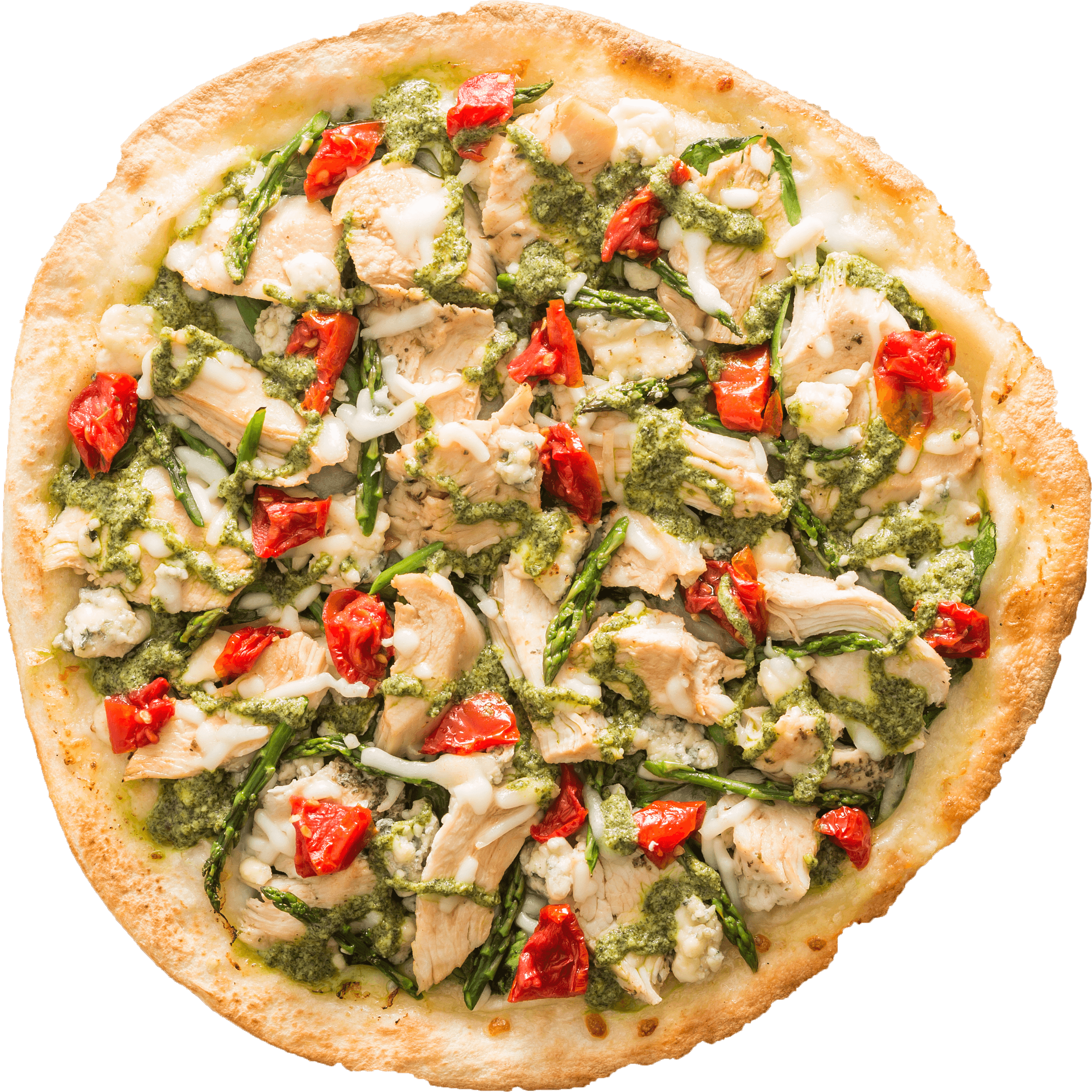 Herb Roasted Chicken, Asparagus Spears, Spinach, Gorgonzola, - Flatbread (2602x2598), Png Download
