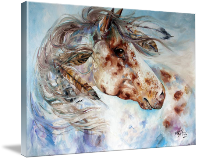 "thunder Appaloosa Indian War Horse" By Marcia Baldwin - Gallery-wrapped Canvas Art Print 10 X 7 Entitled Thunder (650x521), Png Download
